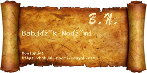 Babják Noémi névjegykártya